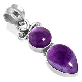 Jeweloporium Genuine Violet Amethyst 925 Silver Pendant for Women Gemstone Cocktail Silver Pendant Necklace Birthday Gift Victorian Jewelry