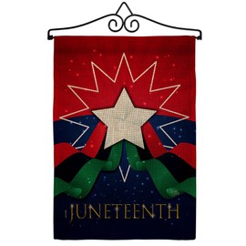 Historic Happy Juneteenth Day Burlap Garden Flag Set Wall Hanger Patriotic July Memorial Veteran Independence United State American Small Gift Yard House Banner Double-Sided Made In USA 13 X 18.5