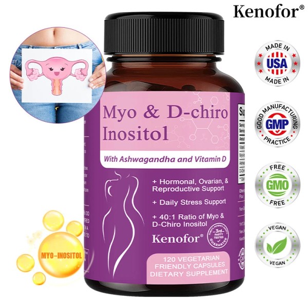 Myo-Inositol & D-Chiro Inositol Supplement Hormonal Balance Support 120 Capsules