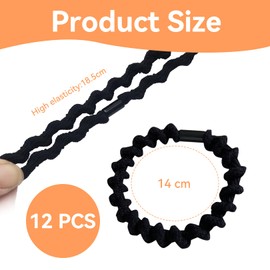 12 Pcs Black Hair Ties,Wave Hair Scrunchies for Women,Stylish Thin Hair Bands Black Scrunchie,High Elasticity String Tie Small Scrunchies,Sleepy Tie Scrunchie Cute Durable,for Thin Thick Curly Hair