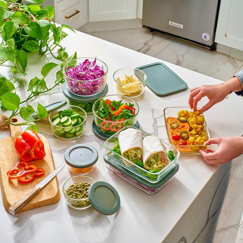 24pc Set Glass Food Storage Containers & Bowls with Airtight