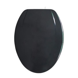 J&V Textiles Elongated Toilet Seat With Easy Clean & Change Hinge (Black)