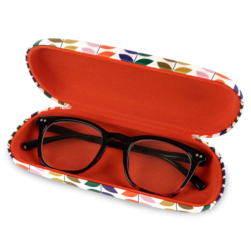 LAGO TERRA Geometric Leaf Print Hard Shell Glasses Case -