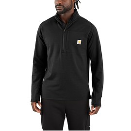 Carhartt Men's Force Relaxed Fit Mock Neck Half-Zip T-Shirt, Black, Large