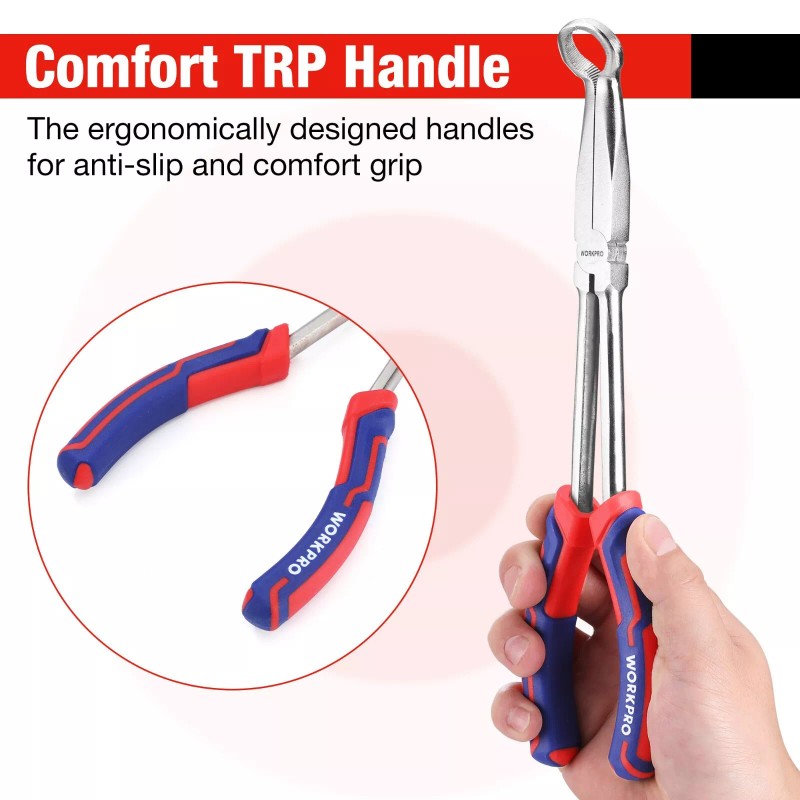 WORKPRO 3 Piece Long Reach Hose Grip Pliers Set 11''Ring