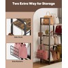 Tuohours 3-Tier Purse Organizer Rack, Iron & Wood Floor-Standing Bag