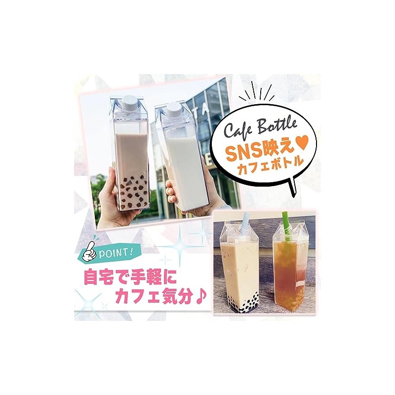 CLOGRATIA Milk Pack Shaped Drink Bottle, Milk Box, Transparent Water