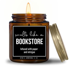 You Nique Designs Bookstore Candle - Soy Candles for Home, Scented Book Lovers Gifts, Funny Gifts for Women, 9 oz, Presents for Book Lovers Scented Candles (LibraryA 4oz)