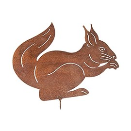 Benera Rusty Squirrel for Screw-In Garden Stake, Garden Decoration, Patina Animal Figurine in Rust Look, Rusty Decoration Made of Metal, 25 x 21 cm