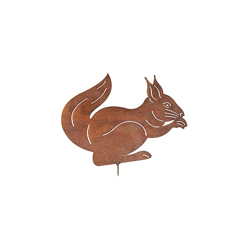 Benera Rusty Squirrel for Screw-In Garden Stake, Garden Decoration, Patina
