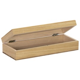 LAUBLUST Wooden Box with Lid - 24 x 10 x 5 cm, Natural - Storage Box | Decoration & Craft Box | Gift Packaging