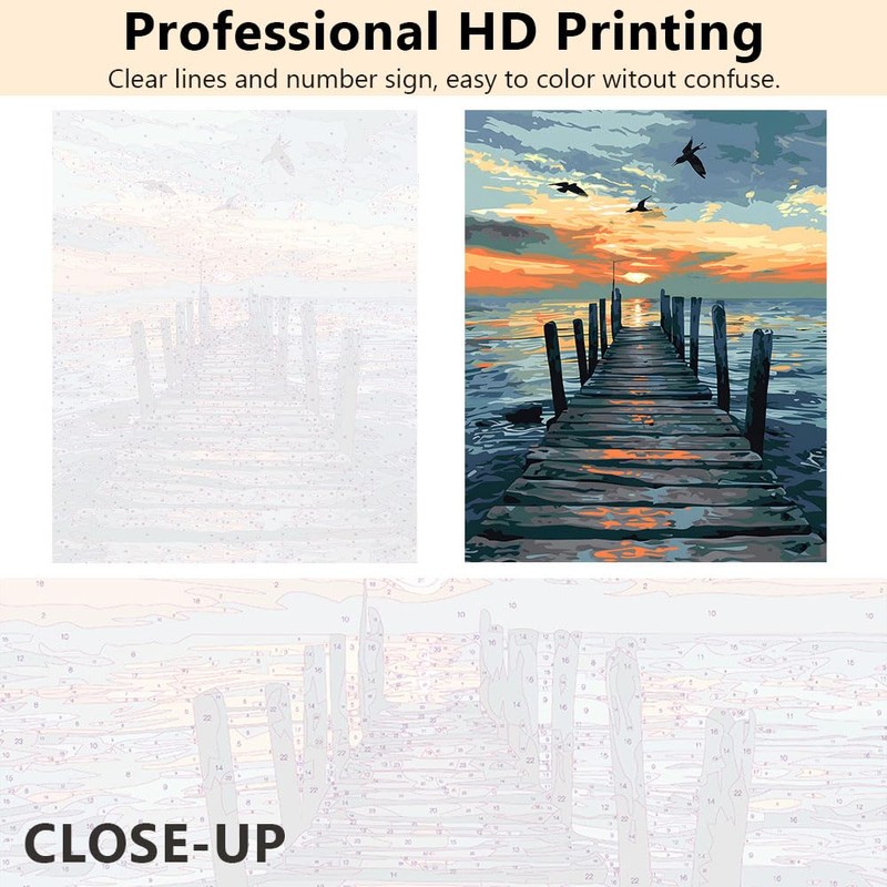 TUMOVO Paint by Numbers for Adults Beginner, Seaside Sunset with