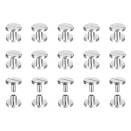 sourcing map 30Pack Brass Chicago Screws, 4x10mm Flat Head Screw Back Binding Post Nail Stud Rivets for DIY Leather Craft Belt Strap Silver