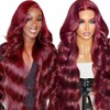 JTMMP 28 Inch 99J Burgundy Lace Front Wigs Human Hair