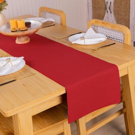 Ribbon Red Table Runner 13 x 72 Inch Woven Decorative Food Tablecloth for Weed Parties Christmas Home and Kitchen Modern Coffee Table