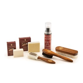 Langer & Messmer Shoe Care Set for Suede Leather - Shoe Cleaning Set with Shoe Brushes for Nubuck Leather Care and Care Products for Colour Refreshing, Protection and Impregnation to Care for Your