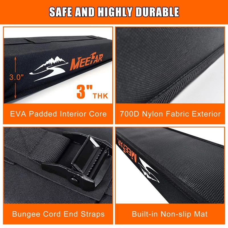 MeeFar Universal Car Soft Roof Rack Pads Luggage Carrier System