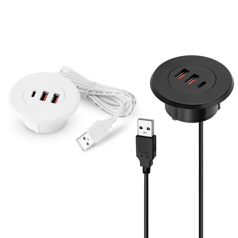 amangul Office Charging Solution Embedded USB with Splitter Round Desk