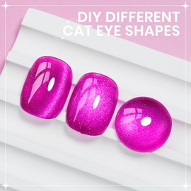 SUPWEE Hot Pink Cat Eye Gel Polish with Magnet 15ML Crystal Magnetic Cateye Gel Nail Nail Polish Holographic Glitter Shimmer Reflective Nail Polish with Magnet Soak Off Salon DIY at Home