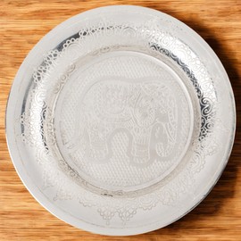 MIJOMA Set of 4 Stainless Steel Jewellery Plates, Diameter 10 cm, Silver - Oriental & Indian Motifs, Mini Plates, Coasters for Jewellery, Incense, Decoration, Meditation Accessories