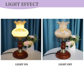 Meefad Classic Table Lamp, Mid Century Bedside Lamp with Wood Base, Victorian Decor, Elegant Desk Lamp for Bedroom Nightstand