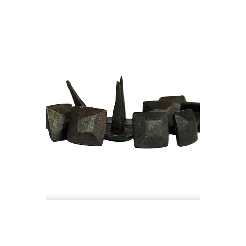 Set of 10 Nails Hand Made Wrought Iron Hammered Square