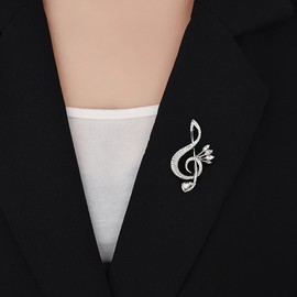 Delicate Music Note Brooch Lapel Pin Rhinestone Crystal G Clef Musical Pins Scarf Jackets Dress Suit Brides Corsage Brooches for Women Girls Men Musician Bouquet Wedding Jewelry Gifts