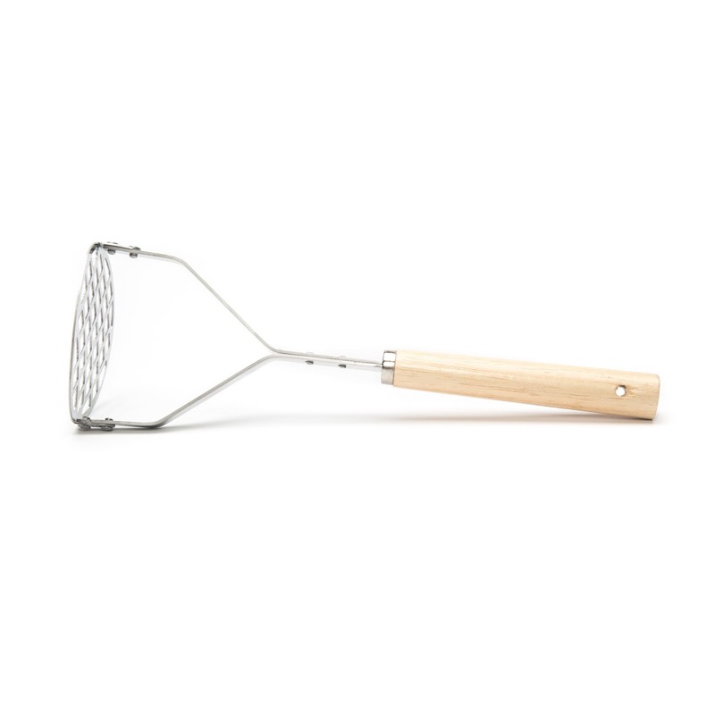 Fox Run Stainless Steel Potato Masher, Manual Masher With Wood