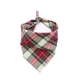 Elegant little tail Christmas Dog Bandana 1PCS Plaid Pet Bandana Washable Reversible Cotton Boy Bibs Scarf, Adjustable Square Dog Kerchief for Small to Large Dogs and Cats