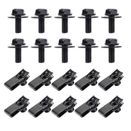 10 Pcs Car Body Bolts and U-nut Clips, Car Body Undertray Fender Screws, Metal U-type Fastener Clip, Car Mounting Set for Bumper Mounting Clips Door Trim