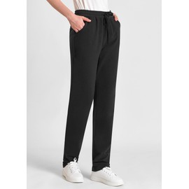 Weintee Women's 34" Inseam Tall Cotton Sweatpants with Pockets L Black