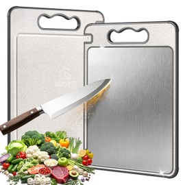 Titanium Cutting Board, Double Sided Chopping Board for Kitchen, Non Toxic Non Slip Cutting Board 14.37"*9.84", Food-Grade, Dishwasher Safe (1PCS of Pack,1 side Titanium Other side Wheat Straw PP)