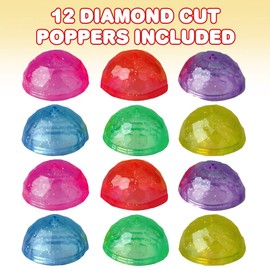ArtCreativity Diamond Cut Poppers, Set of 12, Pop-Up Half Ball Toys in Assorted Colors, Old School Retro 90s Toys for Kids, Birthday Party Favors, Goodie Bag Fillers for Boys and Girls