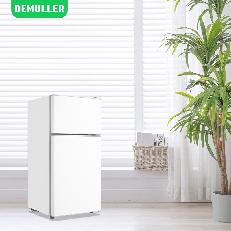 DEMULLER 2.4 Cu.ft White Mini Fridge with Top Freezer Dorm