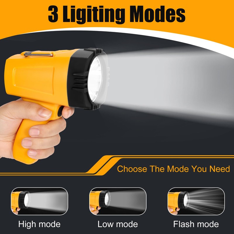 Vanvale Super Bright Rechargeable Spotlight,Handheld Rechargeable White LED Flashlight,Ultra-Long Standby