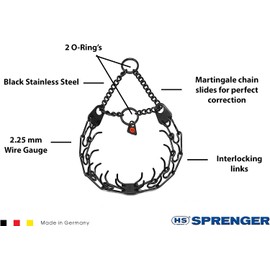 HS Herm. SPRENGER Germany Black Stainless Steel Prong Dog Training Collar Ultra-Plus Pet Pinch Collar No-Pull Collar for Dogs Anti Pull Training Collar Made in Germany 2.25mm x 16in Small