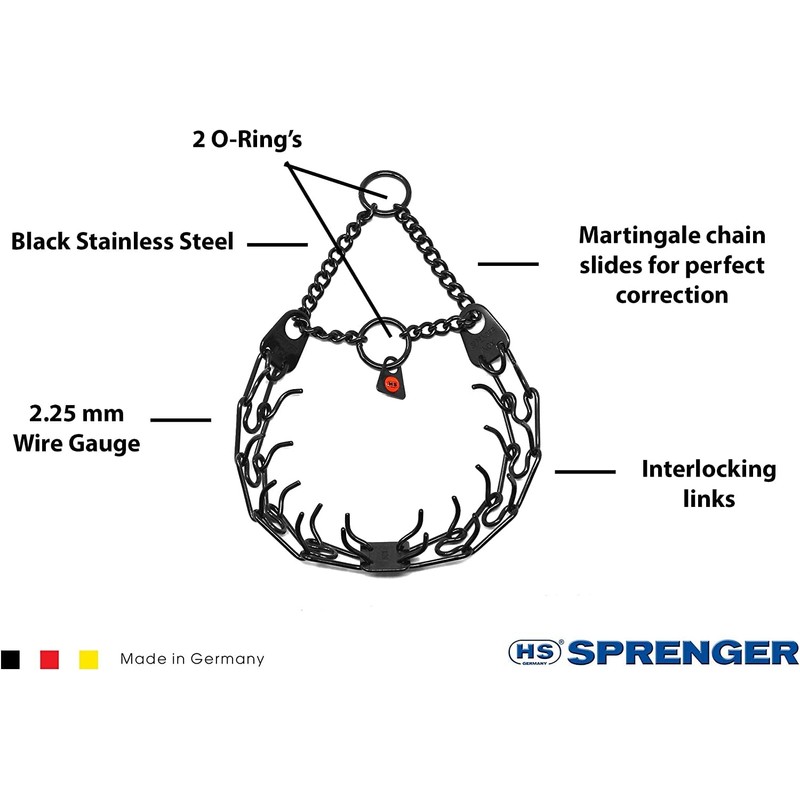 HS Herm. SPRENGER Germany Black Stainless Steel Prong Dog Training