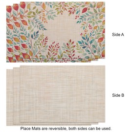 Banchif Washable Double-Sided Placemats, Set of 6, Spring Eucalyptus Leaf Table Decoration, Easter, Spring, Banquet Placemats, Holiday Decorative Placemats, Seasonal Placemats, Beige