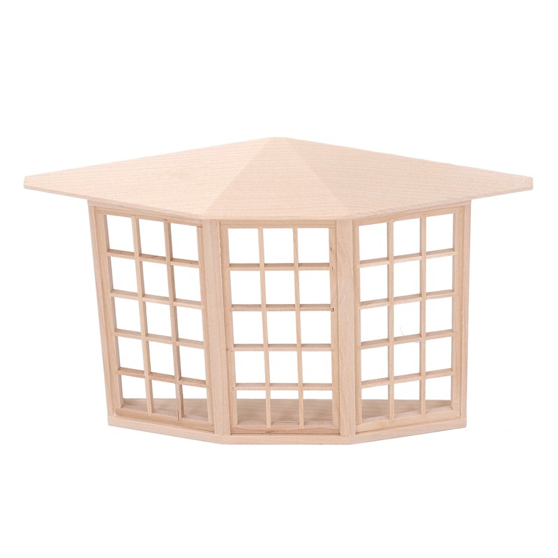 1/12 Dollhouse Bay Window Exquisite Miniature Wooden 45 Degree Corner