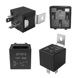 Aiqeer Pack of 2 4-Pin Car Relay, 12 V 40 A SPST Car Relay (Black)