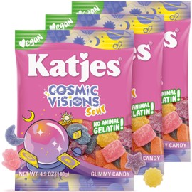 Katjes Cosmic Visions, Vegan Gummy Candy, (3 Pack) Wildly Good Soft & Flavorful, Sweet and Sour Gummies, Colorful Celestial Shapes, No Artificial Dyes or Flavors, Gelatin Free, Vegetarian Snacks, 4.9oz