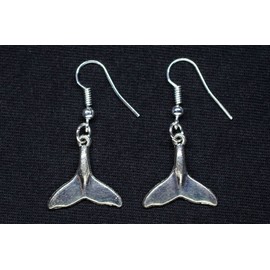 Miniblings Whale Fin Earrings Pendant Whale Fin Fish Sea Whale Dolphin Handmade Fashion Jewellery I Earrings Silver Plated, Metal Cotton