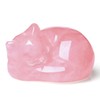 LAIDANLA Sleeping Cat Statue Pink Rose Quartz Healing Gemstone Hand