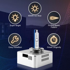 Erato D5S HID Xenon Headlight Bulbs 9285410171 8000K 35W Diamond White Discharge Lamp High Beam 12V Xenon Replacement Lamp Waterproof Car HID Replacement Kit, Pack of 2