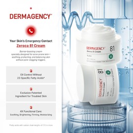 DERMAGENCY Zeroca 81 Korean Calming Cream for Acne-Prone & Oily Skin – Lightweight Barrier-Repair Moisturizer, Controls Sebum, Deeply Hydrates & Smooths Texture (2.02 fl.oz. 60 ml)