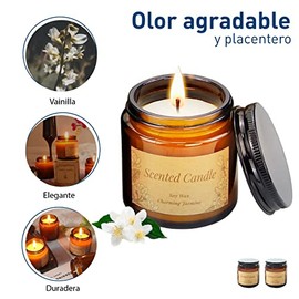 Bluelander Set de 3 Velas Aromaticas Decorativas de 3.5 Oz, Velas Aromaticas 100 Cera Pura de Soya, Velas Relajantes (3 Piezas (Vainilla, Campanilla, 