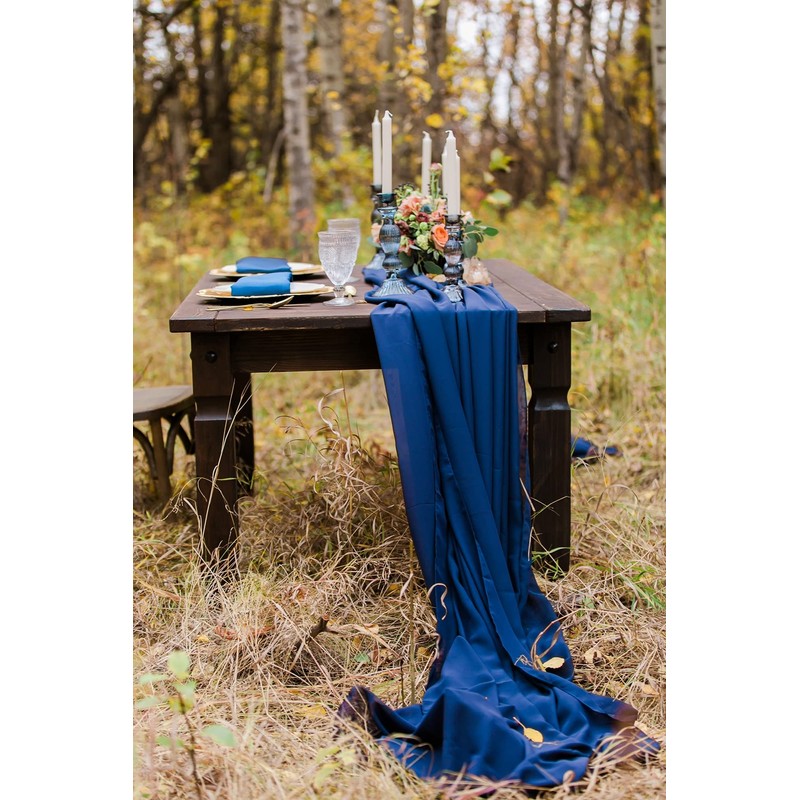 B-COOL Blue Table Runners Chiffon Table Runner 27x120 inch Wedding