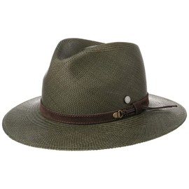 LIERYS Forest Traveller Panama Hat Women/Men (55-64 cm) - Handmade in Ecuador - Traveller Hat Made of Panama Straw - Panama Straw Hat with Leather Strap - Spring/Summer, olive