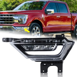 KAMDKI Left Driver Side LED Fog Light Compatible for 2021 2022 2023 Ford F150 F-150 Front Bumper Light W/Bulbs W/O Wiring Harness Driving Lamp Assembly LH FO2592259 19629200 ML3Z15201C