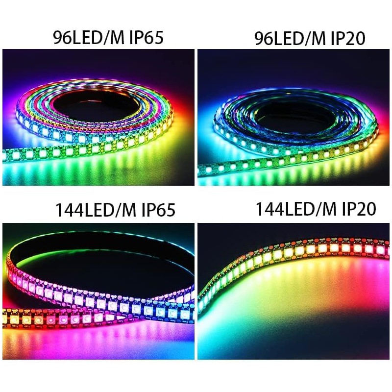 DC5V WS2812 WS2812B LED Strip Black White PCB 30/60/74/96/144LEDS/M RGB